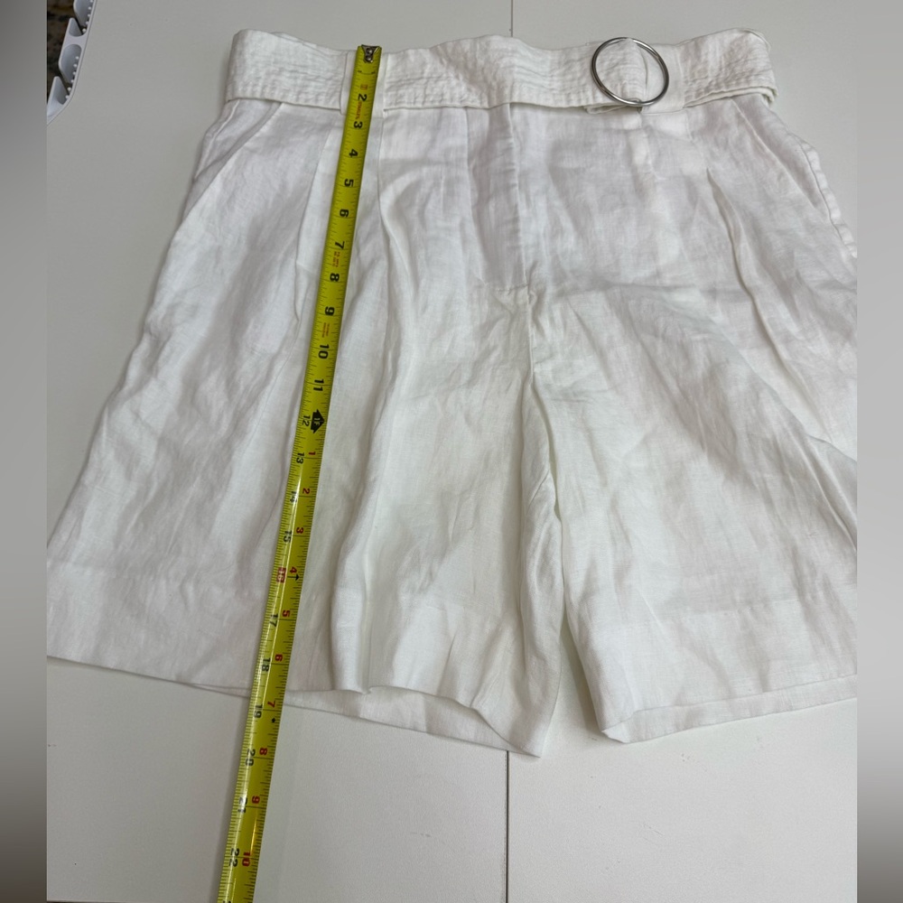 MNG Mango 100% Linen Belted
Bermuda Shorts in White sz 4 - Picture 8 of 8